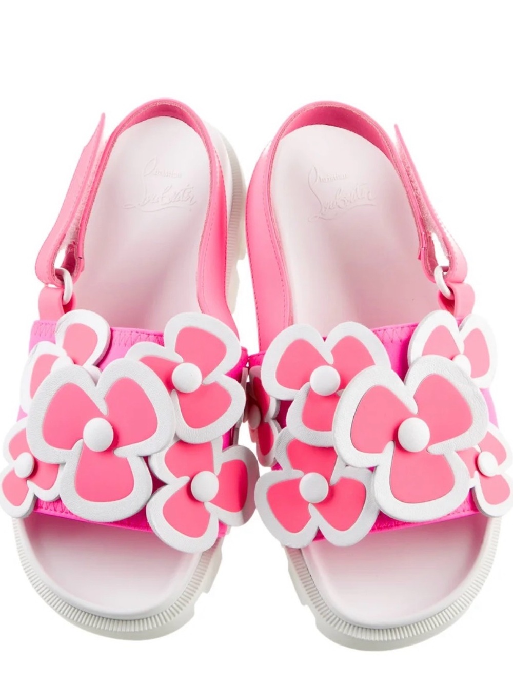 Christian Louboutin Pink Floral Slingback Kids Sandals euro 33 ( us size 2